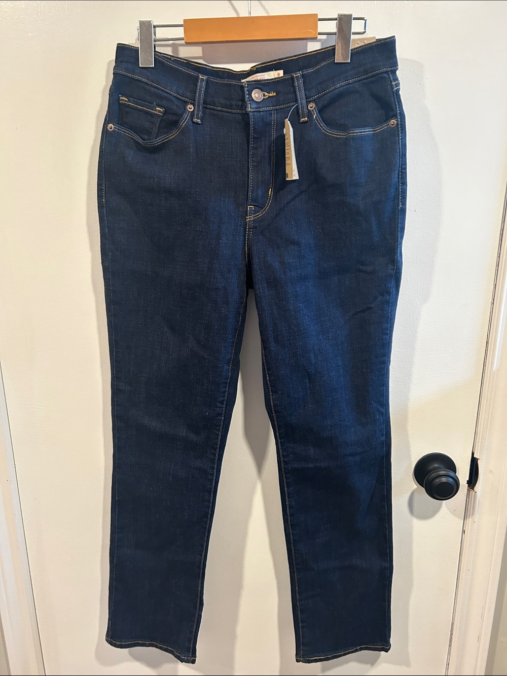 Women's Skinny Jeans in Dark Indigo Blue — Stretch Denim
